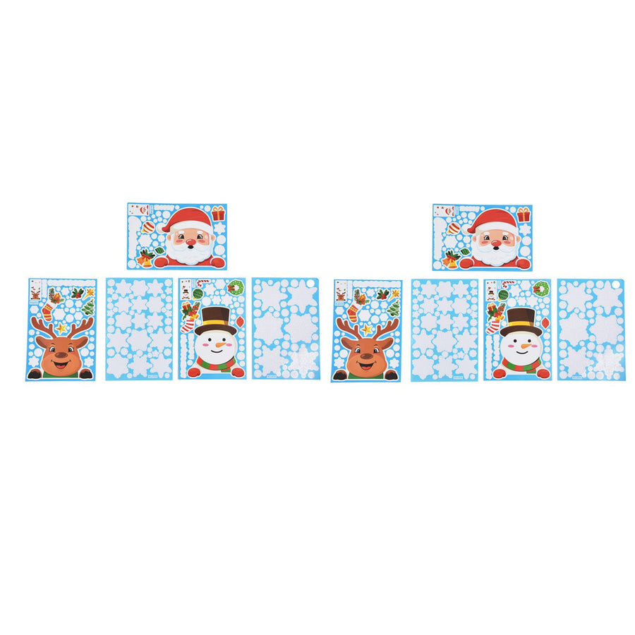 2Set Christmas Sticker DIY Window Glass Sticker Deer Snowman Decorative Sticker for Party Festival