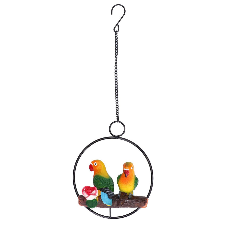 Hanging Parrot Sculpture Hanging Ring Statue for Patio Lawn Home and Garden Decor