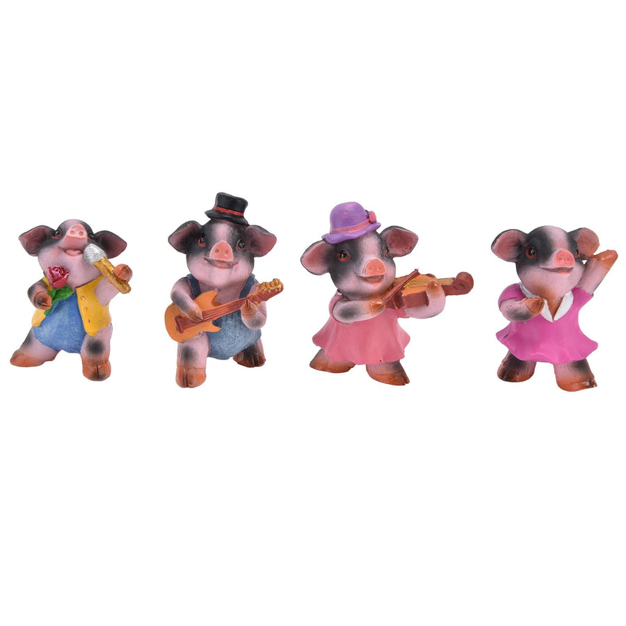 4Pcs Pig Ornaments Textured Exquisite Vivid Cartoon Cute Pig Statue for Bedroom Living Room Desk Decoration