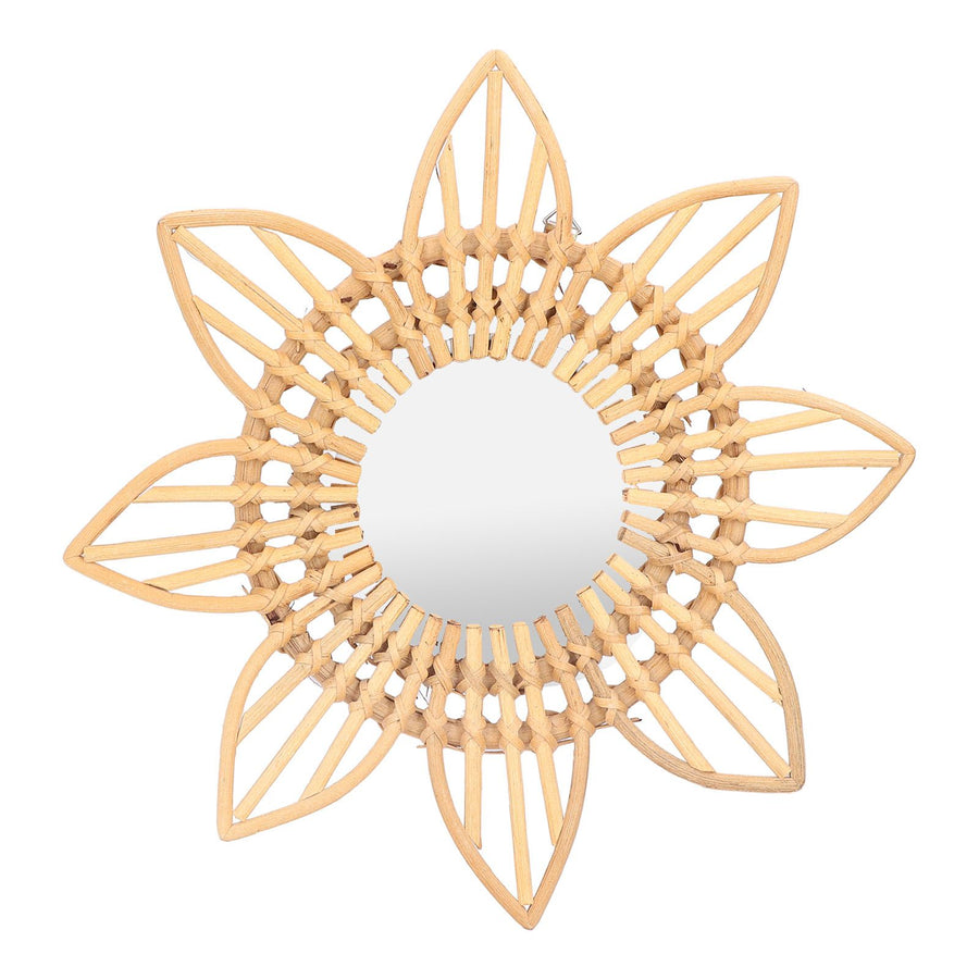 Rattan Innovative Art Decoration Makeup Mirror Retro Dressing Bathroom Wall Hanging MirrorFlower