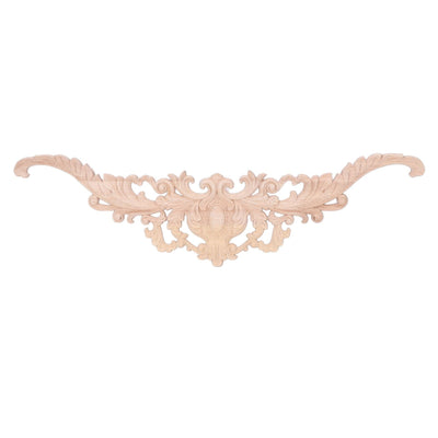 Wood Appliques Exquisite Elegant European Style Rubber Wood Long Flower Piece Home Decoration Carved Accessories