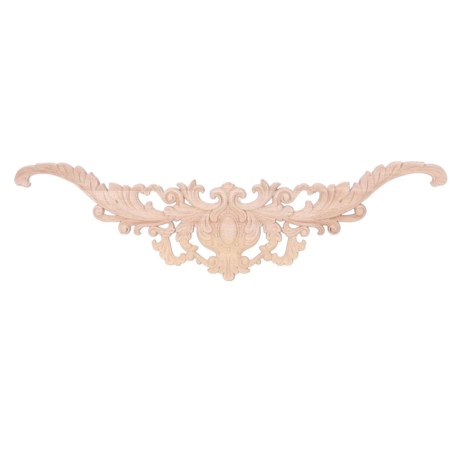 Wood Appliques Exquisite Elegant European Style Rubber Wood Long Flower Piece Home Decoration Carved Accessories