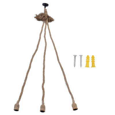 Hemp Rope Vintage Pendant Light Cord Hemp Light Cord 1.5m with 3 Bulb Base for House Decoration 85‑265V