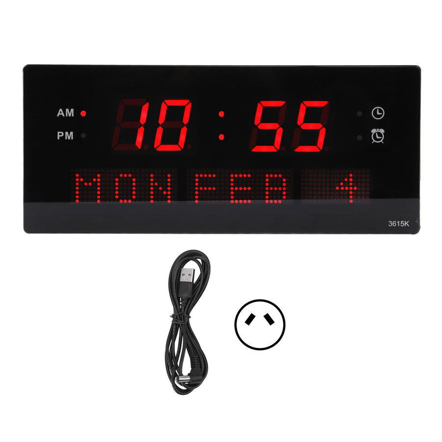 LED Wall Clock Decorative Black Frame Elegant Style Hanging Holes Digital Display Electric Desk Clock 100 to 240V AU Plug