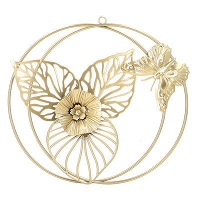 Gold Flower Butterfly Wall Decor Light Luxury Butterfly Wall Sculptures for Bedroom Livingroom Office