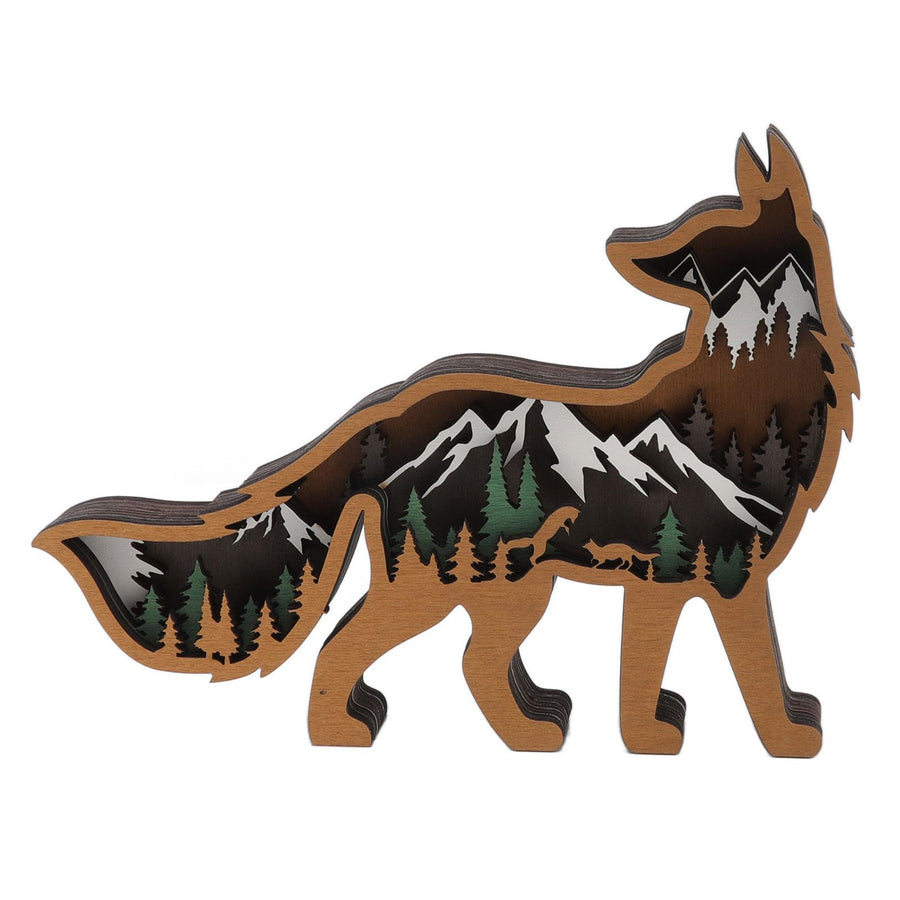 Wood Animal Ornament Multi Layered Creativity Mechanically Engraved Wooden Animal Crafts for Home Office Decoration