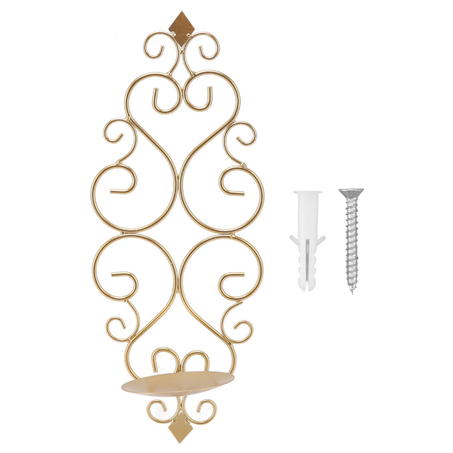 Candle Holder Iron Candlestick Folding Wall Mount Base Sconce Home Decoration for Room Metal Gold