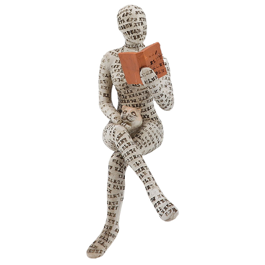 Resin Reading Woman Figurine Innovative Lady Reading Pulp Molding Bookshelf Ornaments for Home Decoration B