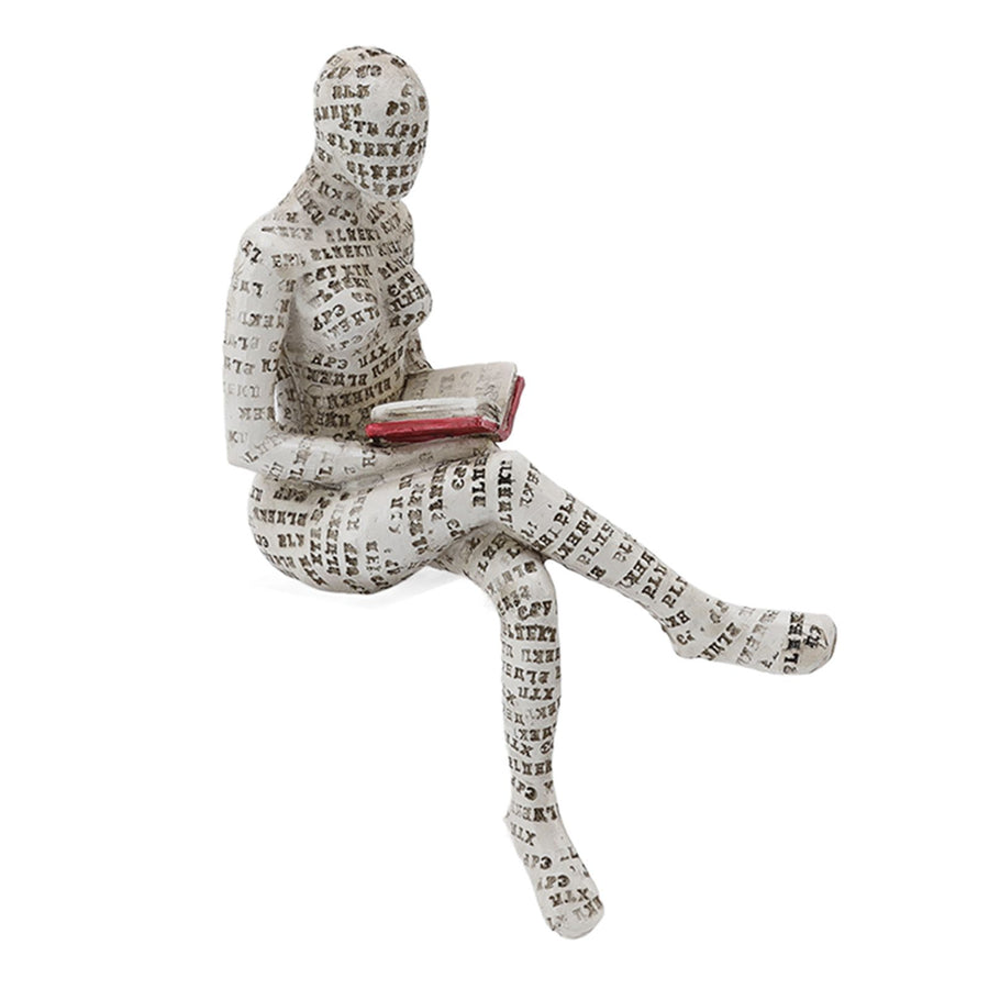 Resin Reading Woman Figurine Innovative Lady Reading Pulp Molding Bookshelf Ornaments for Home Decoration E