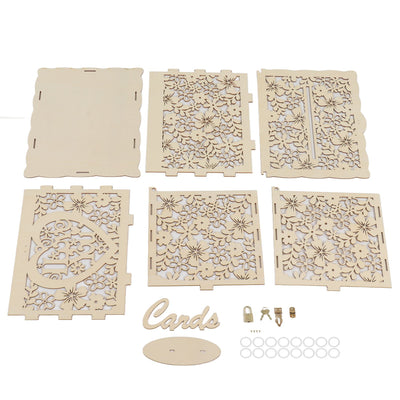 DIY Hollow Wooden Box Gift Card Money Case Wedding Reception Decoration Box Easy Assembly JM01192 Large
