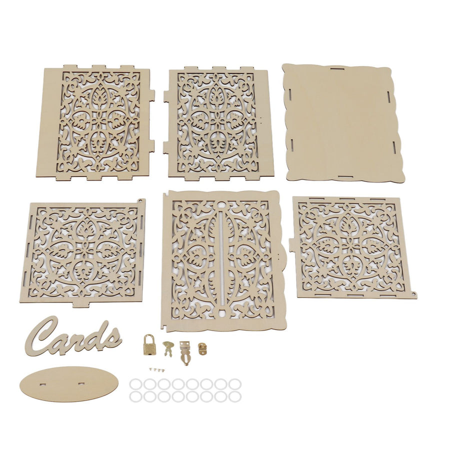 DIY Hollow Wooden Box Gift Card Money Case Wedding Reception Decoration Box Easy Assembly JM01319 Small
