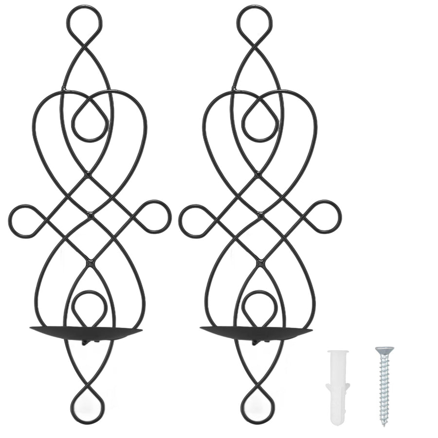 2 Sets Iron Wall Candle Sconce Holder Foldable Deformation Resistance Innovative Wall Candle Holder for Bedroom Dining Room Black