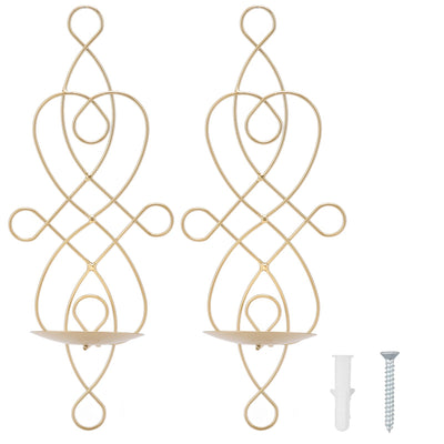 2 Sets Iron Wall Candle Sconce Holder Foldable Deformation Resistance Innovative Wall Candle Holder for Bedroom Dining Room Gold