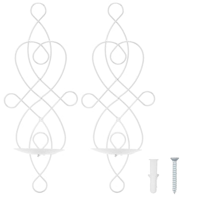 2 Sets Iron Wall Candle Sconce Holder Foldable Deformation Resistance Innovative Wall Candle Holder for Bedroom Dining Room White