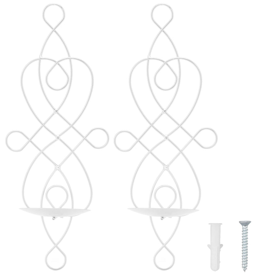 2 Sets Iron Wall Candle Sconce Holder Foldable Deformation Resistance Innovative Wall Candle Holder for Bedroom Dining Room White