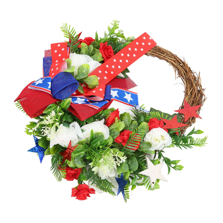 4th of July Patriotic Wreath Independence Day Wreath Decorations for Front Door Fireplace