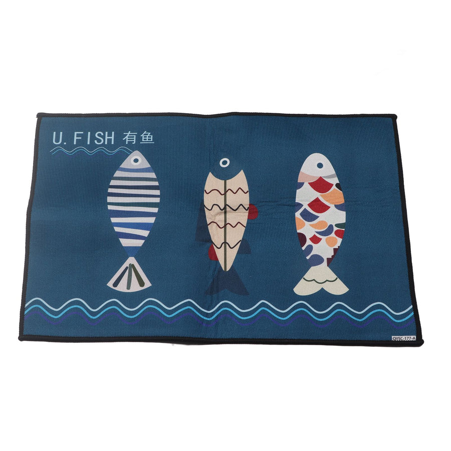 Floor Mat Prevent Slip Wearable Comfortable Cute Pattern Kitchen Pad for Living Room Bathroom Doorway Fish 40x60cm / 15.8x23.6in