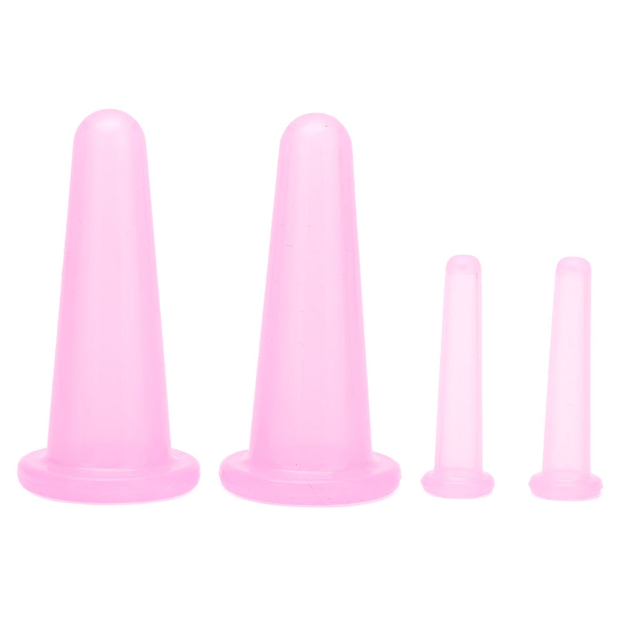 4pcs Cupping Set Massage Therapy Cups Convenient Practical Compact Lightweight Soft Flexible Cleanable Face MassagerPink