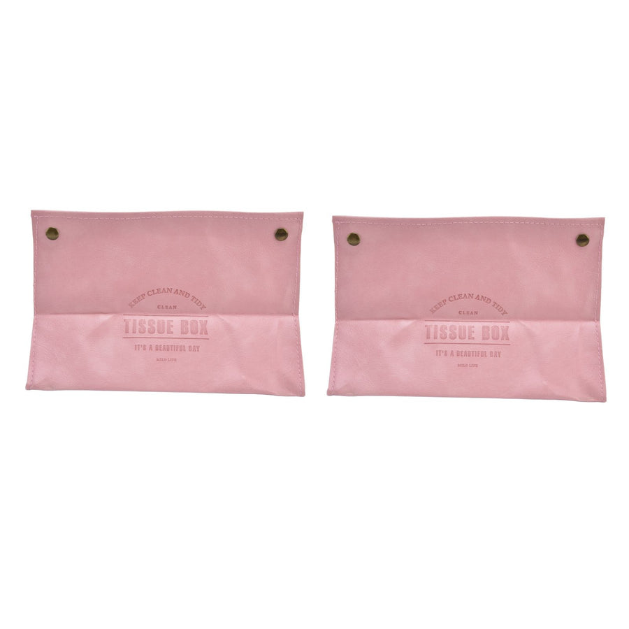 2 Packs Tissue Box Cover Nordic Handbag Styling Medroom Artificial Leather Tissue Box Cover Holder for Living RoomPink