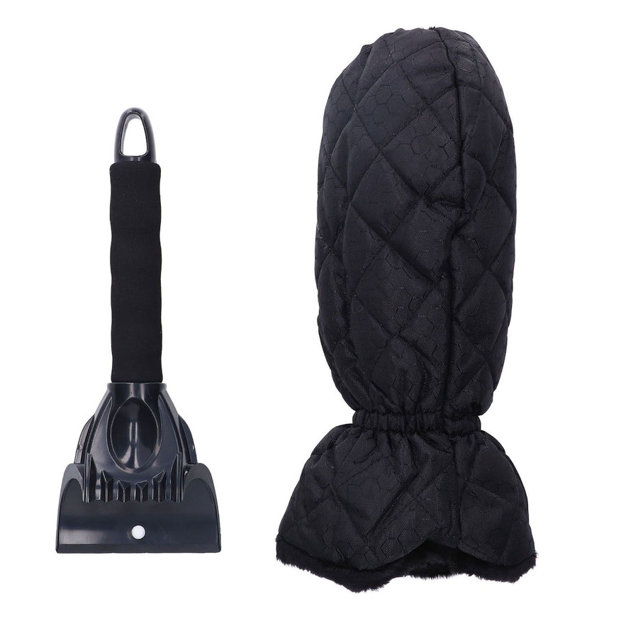 Waterproof Ice Scraper Mitt 2 in 1 Design Elastic Band Design Easy to Hold Convenient Cold Proof Car Snow Scraper GloveBlack