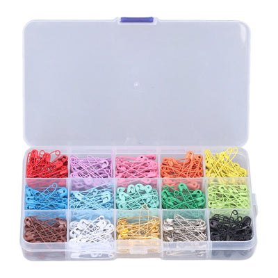 Safety Pins DIY Making Reliable Locking Design Glossy Bright Small Compact Sewing Accessories for Art Project15 Colors 300 Pcs/Box