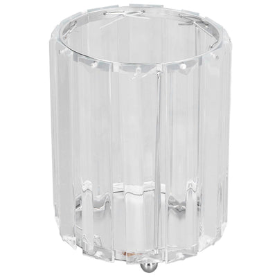 Cosmetic Brush Holder Transparent Glass Round Decorative Desktop Pen Storage Organizer BoxSilver