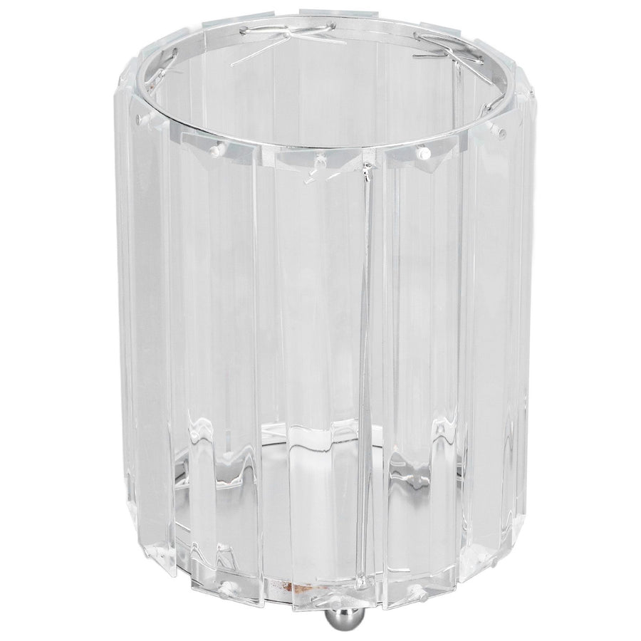 Cosmetic Brush Holder Transparent Glass Round Decorative Desktop Pen Storage Organizer BoxSilver