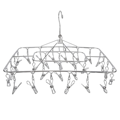 Clothes Drying Rack with 28 Clips Stainless Steel Laundry Drying Hanger for Socks Towels Bras Underwear