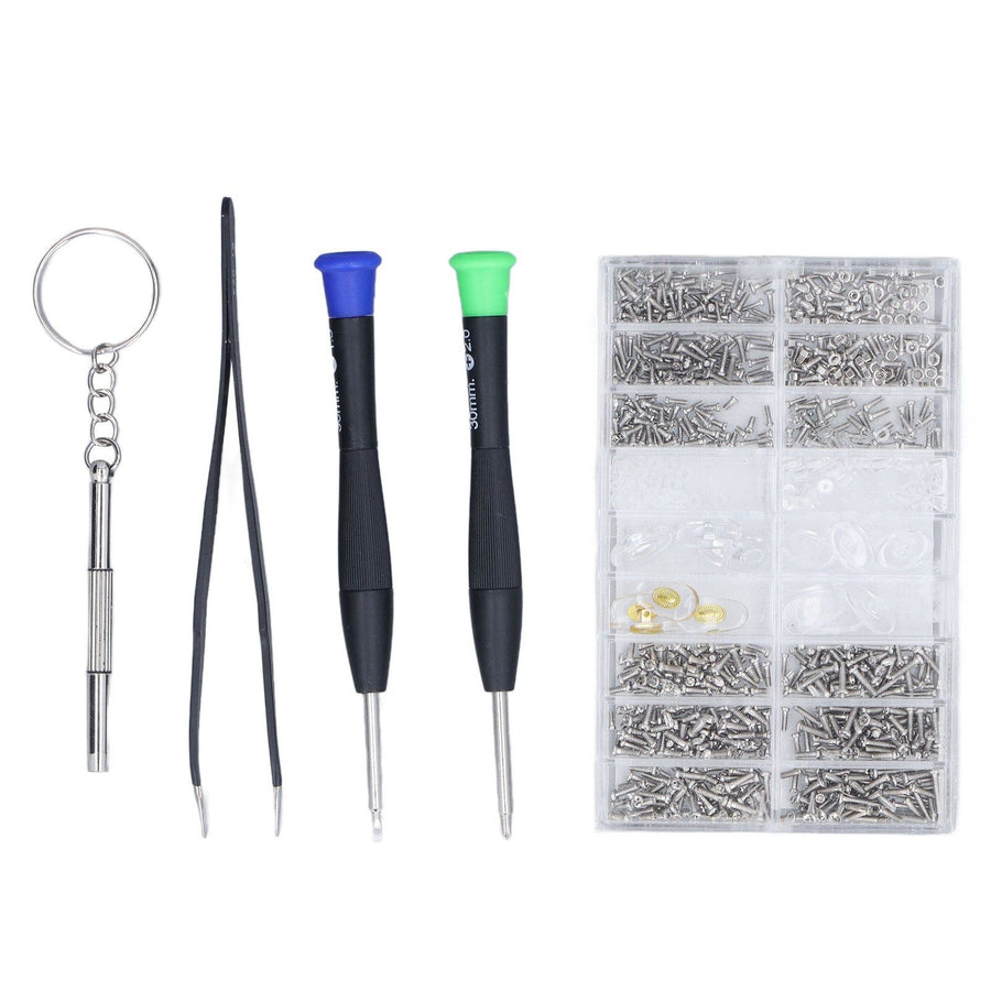 Eyeglass Repair Kit Tiny Stainless Steel Sunglass Screws Repair Kit with Screwdriver Tweezer for Watches Glasses