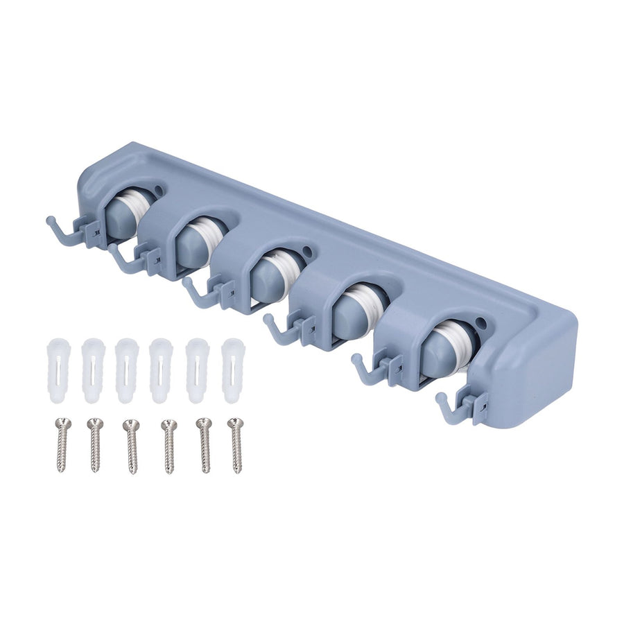 Mop Broom Holder Multifunctional Space Saving Broom Wall Mounted Rack for Kitchen Bathroom Garden Garage B