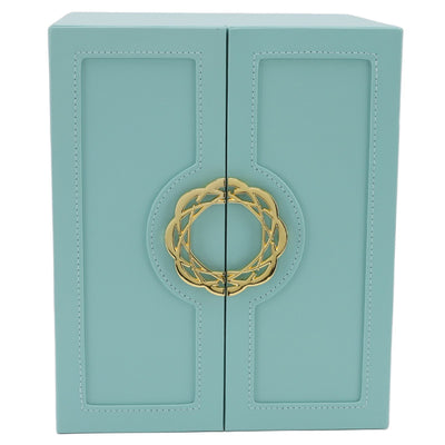 Jewelry Storage Box Leather Double Door Green European Style Storage Case for Necklace Earring Watch Bracelet