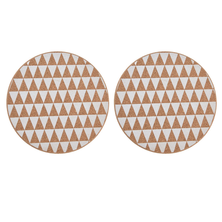 2pcs Cork Coasters Safety Design Convenient Practical Glossy Thick Rustic Style Wooden Decoration for KitchensTriangular