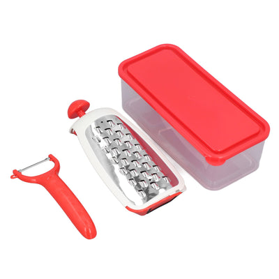 Vegetable Cutter 4 in 1 Multifunctional Stainless Steel Portable Lightweight Easy Operation Veggie ChopperRed