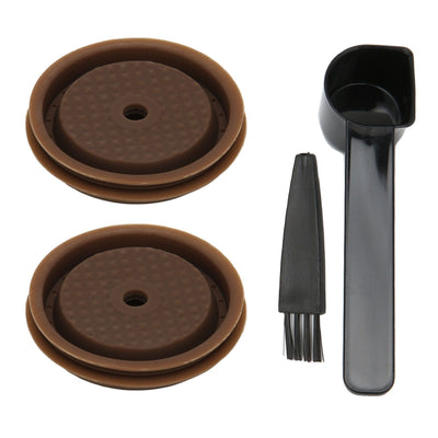 Reusable Coffee Capsule Lid Food Grade Silica Gel Environmental Resilient Lid with Brush Spoon for Vertuoline Pro Coffee Pod