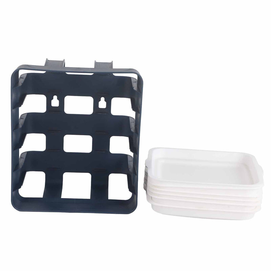 Preparation Plate PP Multilayer Multifunctional Household Vegetable Fruit Preparation Tray for Hotpot Blue 6 Layers