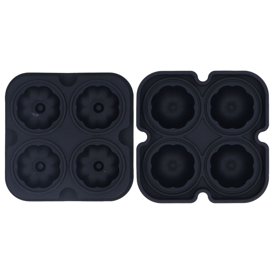 Pumpkin Ice Ball Mold 3D Pumpkin Shape Food Grade Silicone 4 Cells Easy Release Whiskey Ice Mold for Coffee Tea Cocktail Black