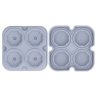 Pumpkin Ice Ball Mold 3D Pumpkin Shape Food Grade Silicone 4 Cells Easy Release Whiskey Ice Mold for Coffee Tea Cocktail Gray