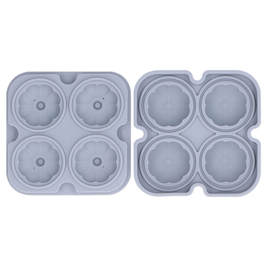 Pumpkin Ice Ball Mold 3D Pumpkin Shape Food Grade Silicone 4 Cells Easy Release Whiskey Ice Mold for Coffee Tea Cocktail Gray