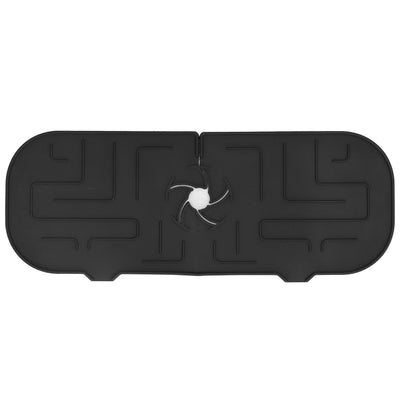 Faucet Handle Drip Catcher Tray Durable Silicone Sink Faucet Mat for Kitchen Bathroom Apartment Hotel Black