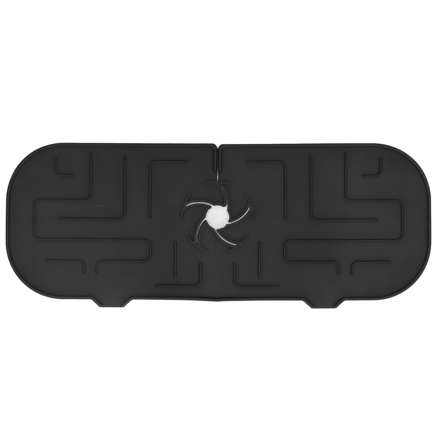 Faucet Handle Drip Catcher Tray Durable Silicone Sink Faucet Mat for Kitchen Bathroom Apartment Hotel Black