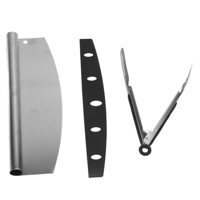 Pizza Cutter Food Grade Stainless Steel High Sharpness Ergonomic Design Rocking Pizza Cutter with Tong for Pizza Cake