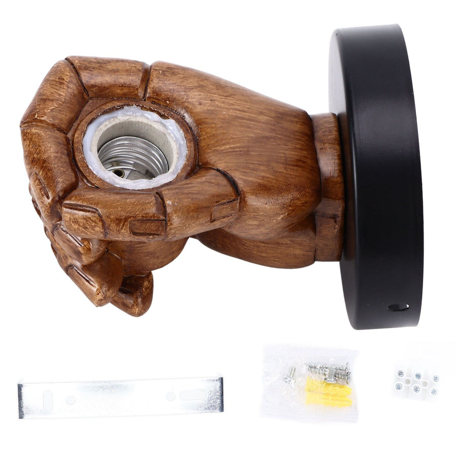 Wall Mounted Lamp Fist Shape Vintage Industrial Style Wall Sconce With Base Mount Connector for Bedroom Bar Cafe 220VRight Hand