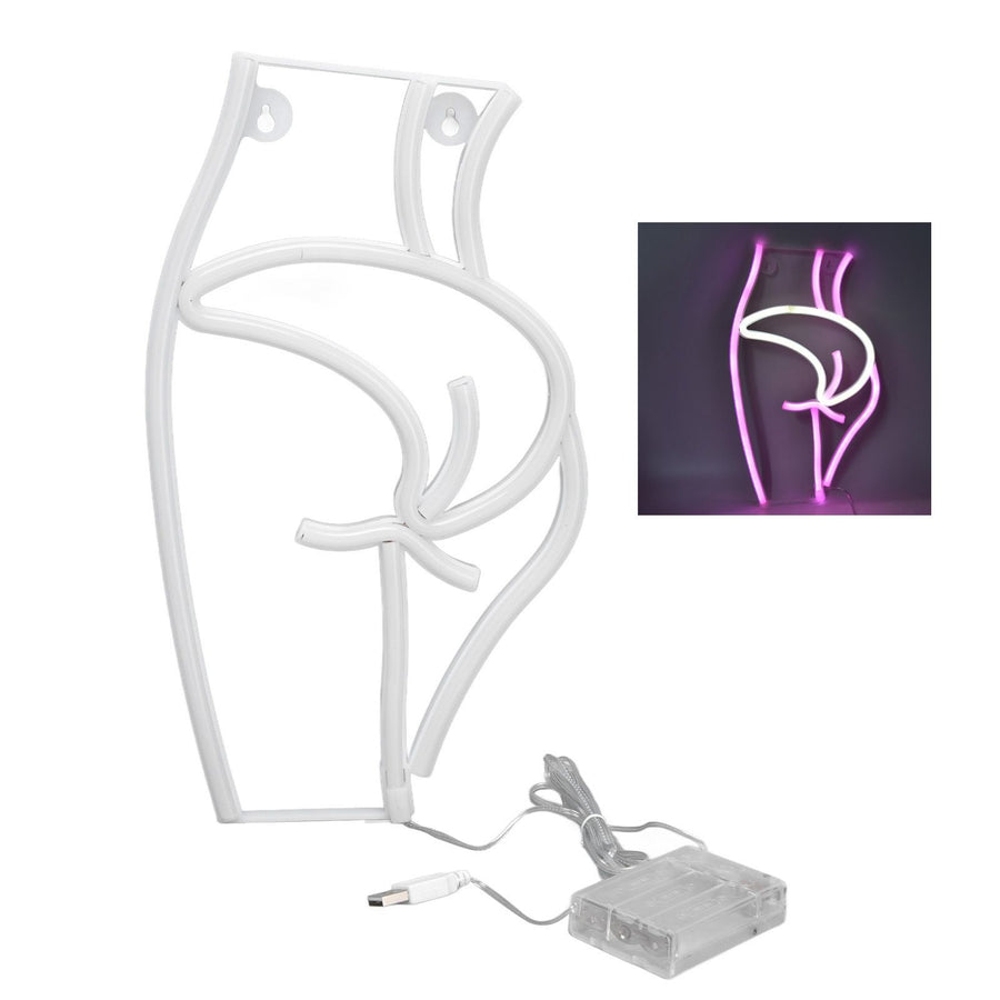 Neon Light Female Model Interesting Shape Dual Power Supply Easy Carry LED Night Light for Bar KTVPink Light