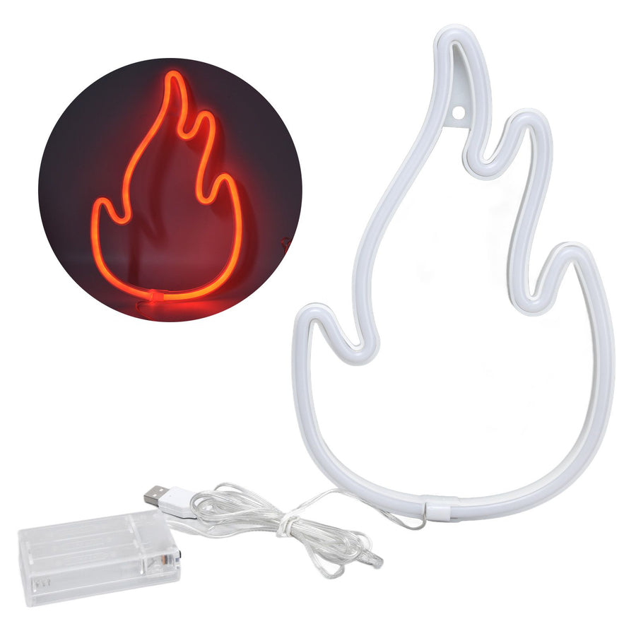 Flame Neon Sign Dual Power Supply Flame Neon Light for Wall Decor Bedroom Gaming Room SetupRed