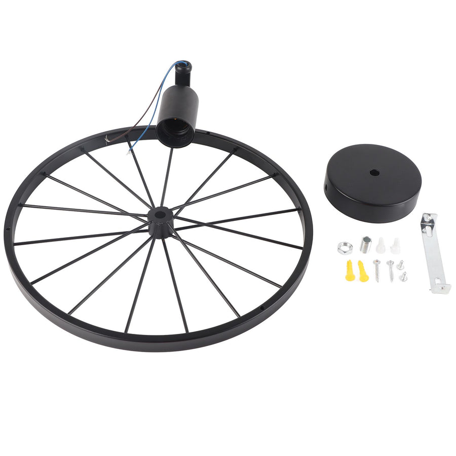 Wall Lamp Decorative Wheel Light Retro Industrial Style Iron for Balcony Corridor Black