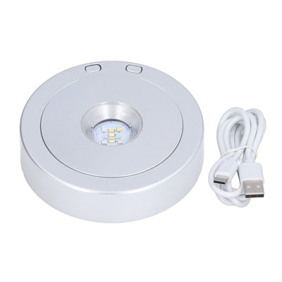 LED Display Base USB RGB Colorful Light Rotating Crystal Display Base Stand for Bottle Jewellery Handicraft