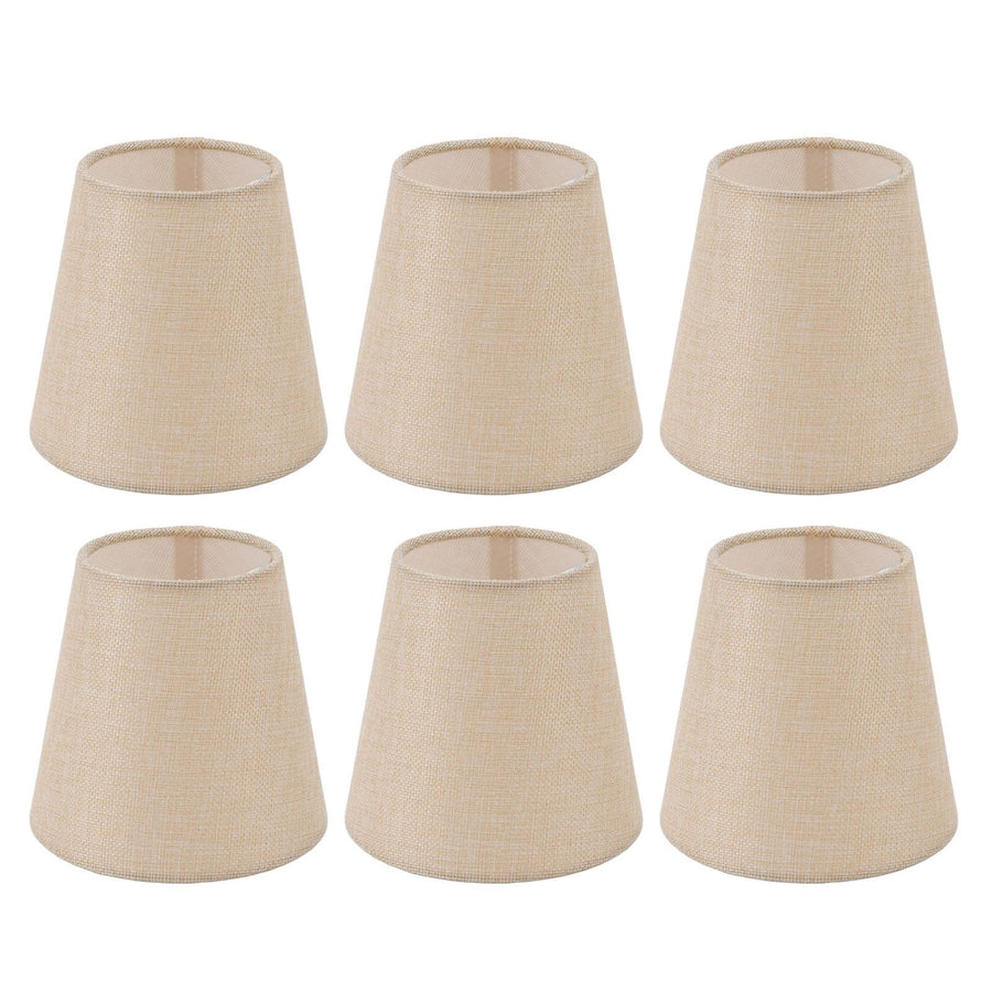 6PCS Linen Fabric Lamp Shade Cover Cylindrical Lampshade with Iron Support for Household Light