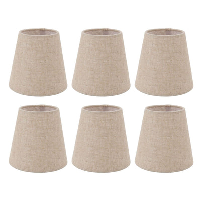 6Pcs Small Lamp Shade Clip On Drum Linen Fabric Lampshade for Candle Bulbs Lighting Accessories