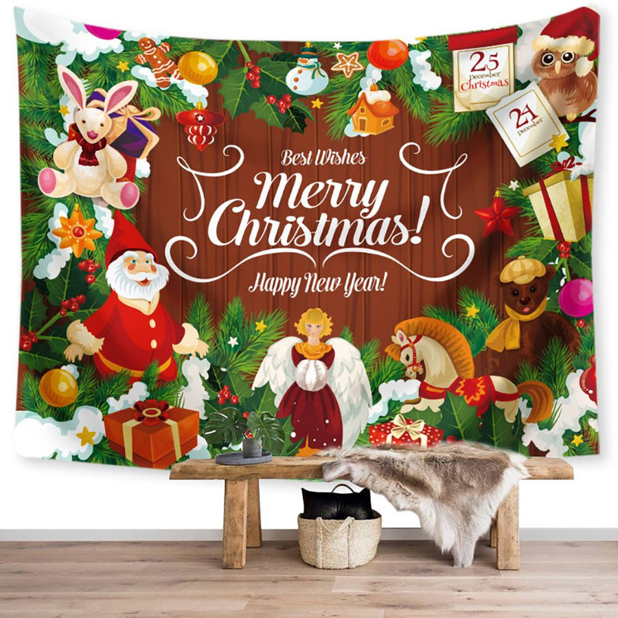70*100CM Christmas Tree Tapestry Santa Background Cloth Multifunctional Christmas Decorations for Hallway Living Room Bedroom