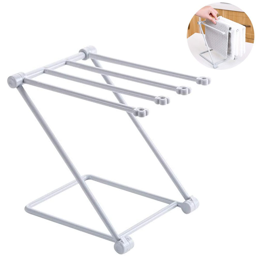 Countertop Kitchen Towel Rack Foldable Fingertip Towel Holder Dishcloth Hanger for Bathroom Vanity Countertops